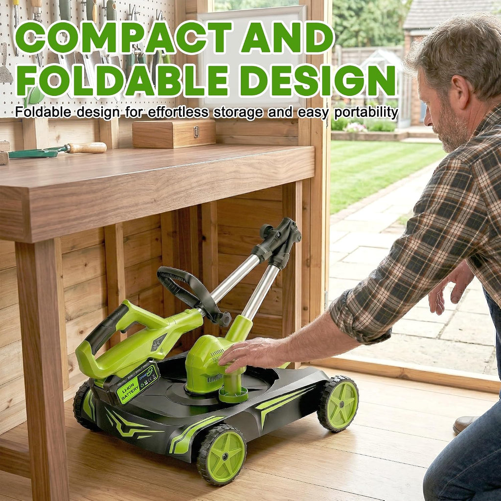 Versatile 4-in-1 Cordless Lawn Mower — Lightweight Push Mower with Detachable Wheels