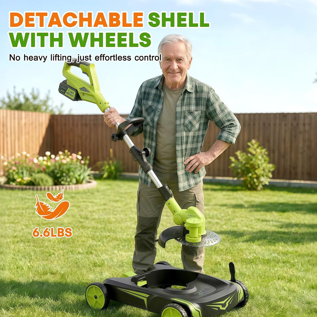 Versatile 4-in-1 Cordless Lawn Mower — Lightweight Push Mower with Detachable Wheels