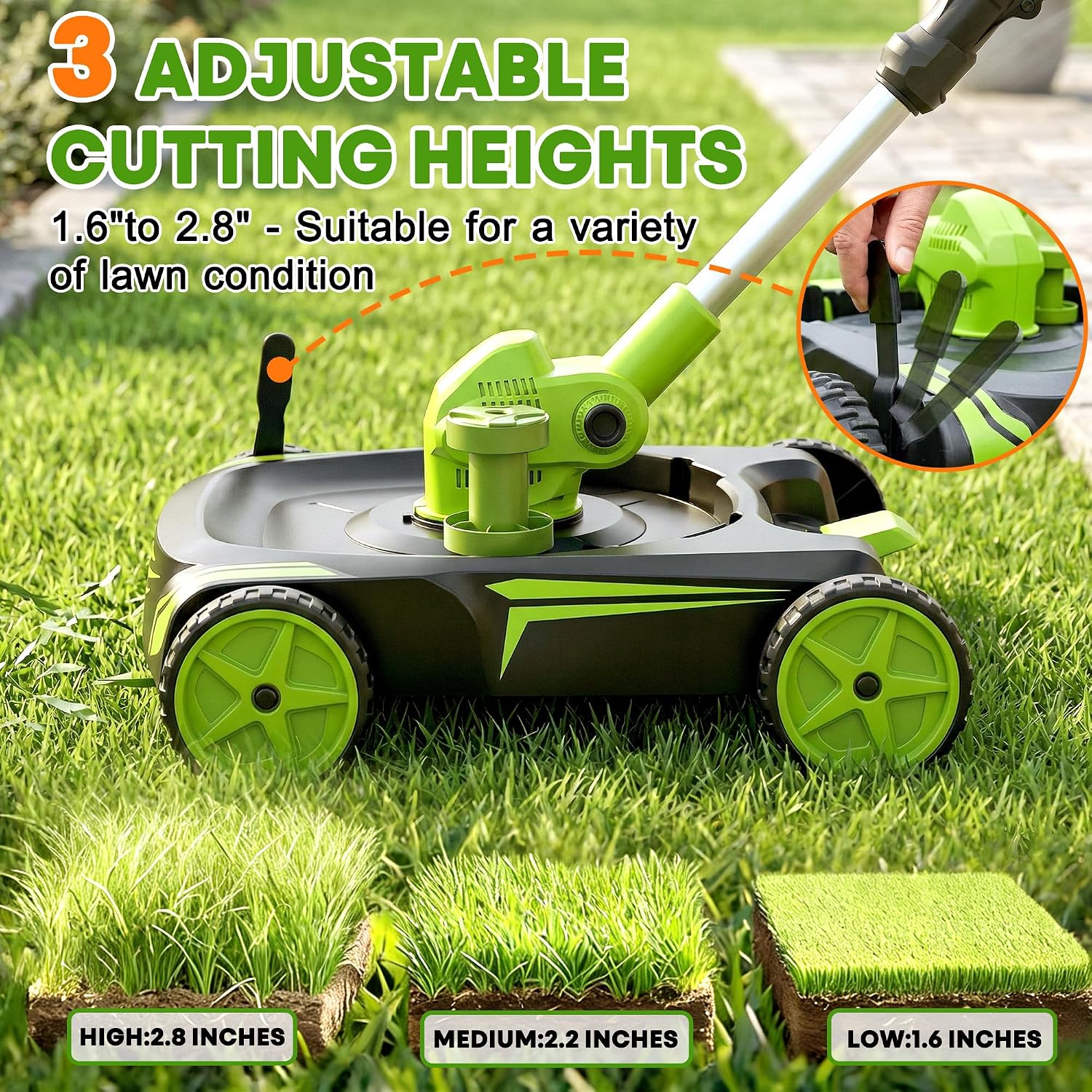 Versatile 4-in-1 Cordless Lawn Mower — Lightweight Push Mower with Detachable Wheels