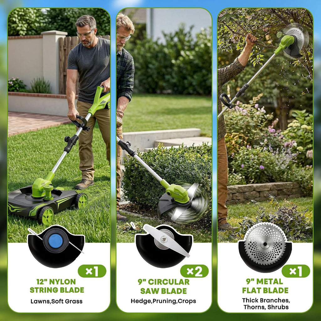 Versatile 4-in-1 Cordless Lawn Mower — Lightweight Push Mower with Detachable Wheels